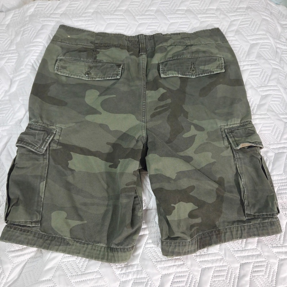 Abercrombie & Fitch Cargo Shorts Mens 32 Green Camo Excellent Military Utility